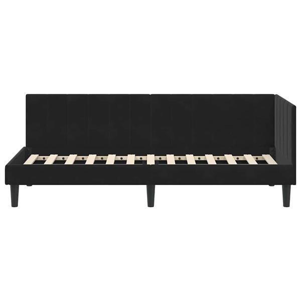 Grote foto vidaxl hoekbedframe met hoofdeinde zwart 80 x 200 cm fluweel antiek en kunst stoelen en banken