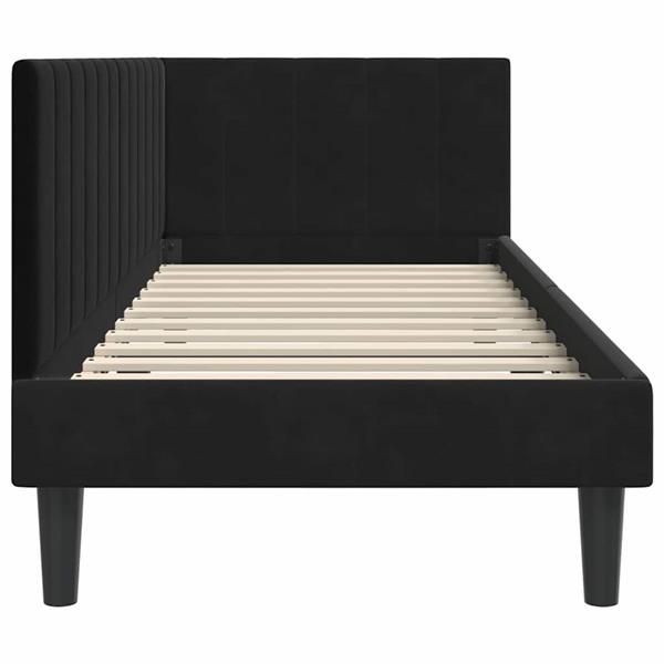 Grote foto vidaxl hoekbedframe met hoofdeinde zwart 80 x 200 cm fluweel antiek en kunst stoelen en banken