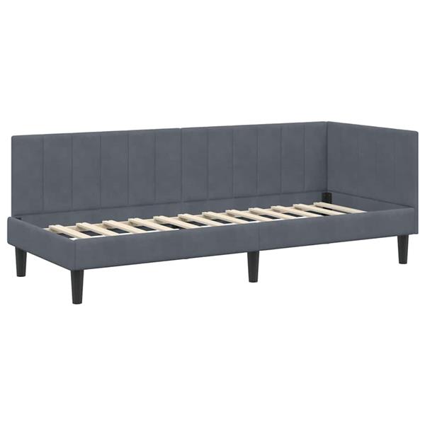 Grote foto vidaxl hoekbedframe met hoofdeinde donkergrijs 80 x 200 cm fluweel antiek en kunst stoelen en banken