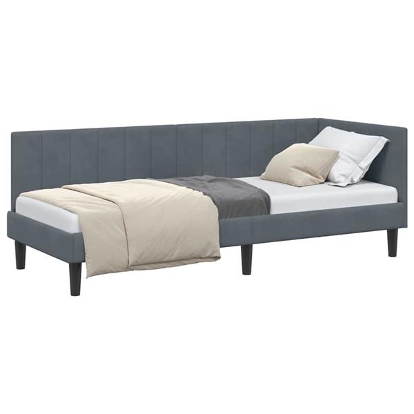 Grote foto vidaxl hoekbedframe met hoofdeinde donkergrijs 80 x 200 cm fluweel antiek en kunst stoelen en banken