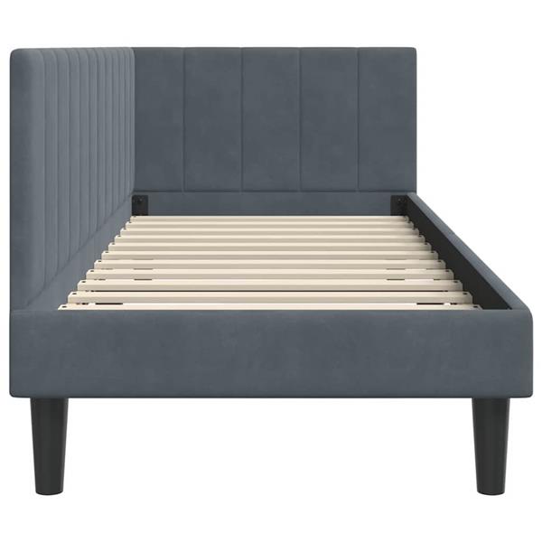 Grote foto vidaxl hoekbedframe met hoofdeinde donkergrijs 80 x 200 cm fluweel antiek en kunst stoelen en banken