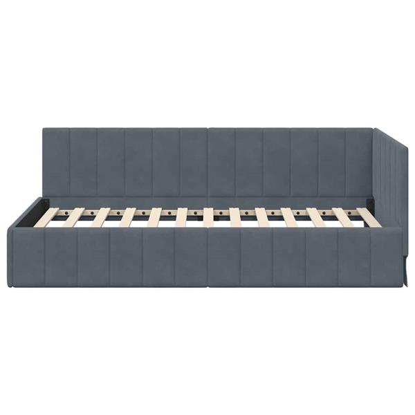 Grote foto vidaxl hoekbedframe met hoofdeinde donkergrijs 100 x 200 cm fluweel antiek en kunst stoelen en banken