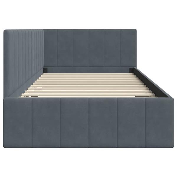 Grote foto vidaxl hoekbedframe met hoofdeinde donkergrijs 100 x 200 cm fluweel antiek en kunst stoelen en banken