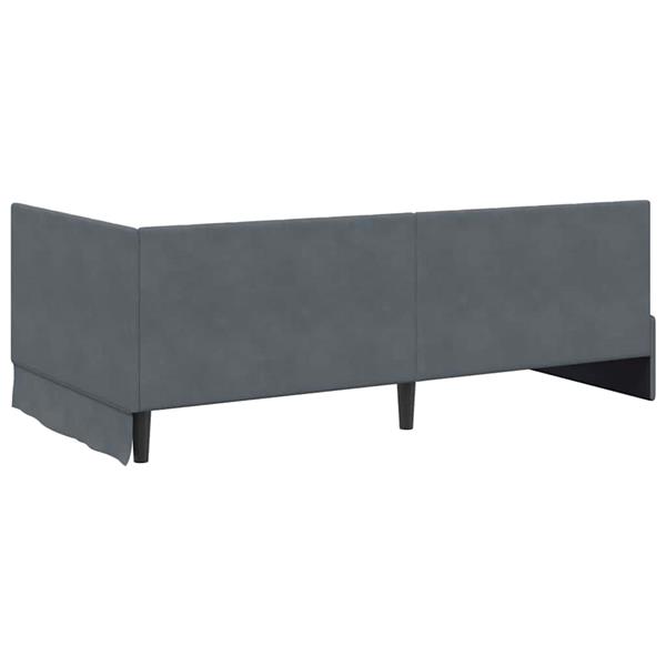 Grote foto vidaxl hoekbedframe met hoofdeinde donkergrijs 100 x 200 cm fluweel antiek en kunst stoelen en banken