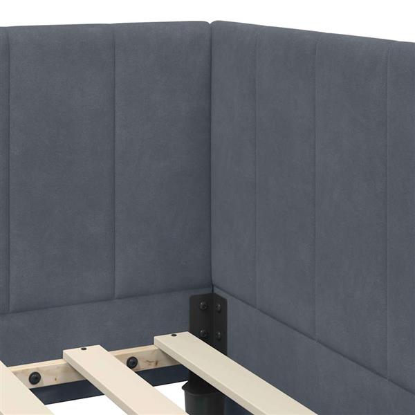 Grote foto vidaxl hoekbedframe met hoofdeinde donkergrijs 100 x 200 cm fluweel antiek en kunst stoelen en banken