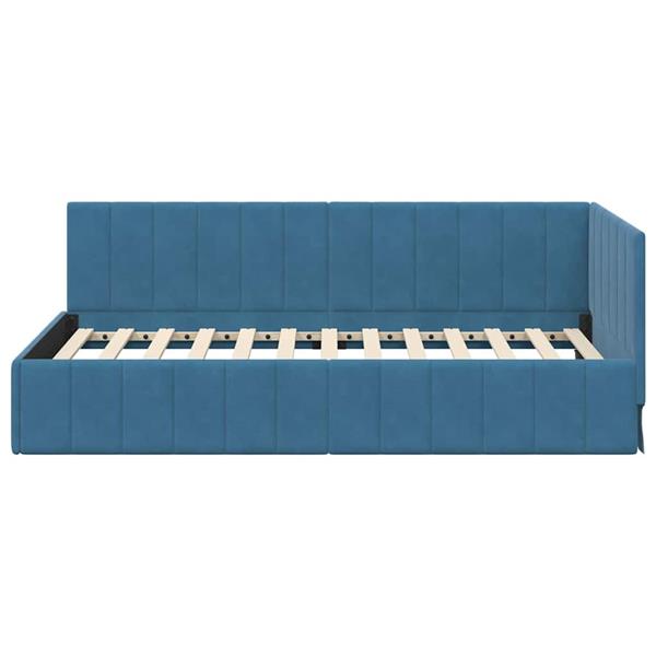 Grote foto vidaxl hoekbedframe met hoofdeinde blauw 90 x 200 cm fluweel antiek en kunst stoelen en banken