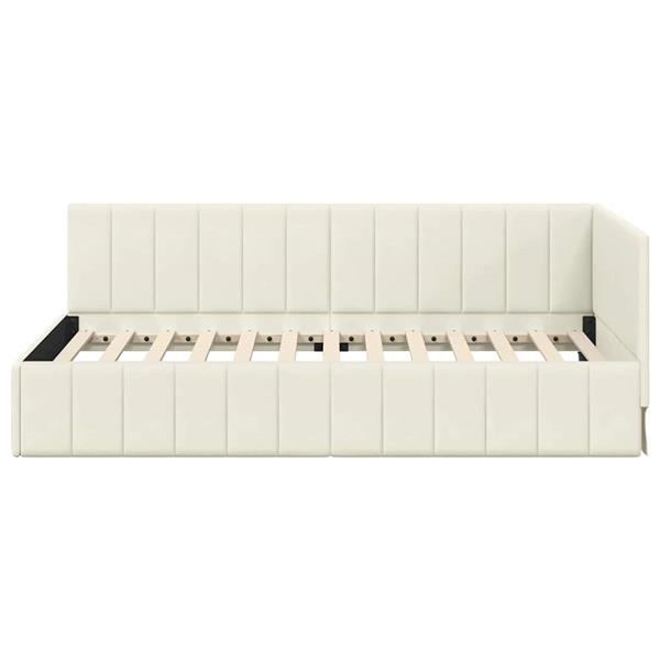 Grote foto vidaxl hoekbedframe met hoofdeinde cr me 90 x 190 cm fluweel antiek en kunst stoelen en banken