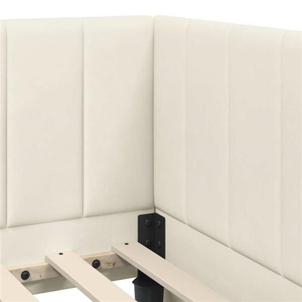 Grote foto vidaxl hoekbedframe met hoofdeinde cr me 90 x 190 cm fluweel antiek en kunst stoelen en banken