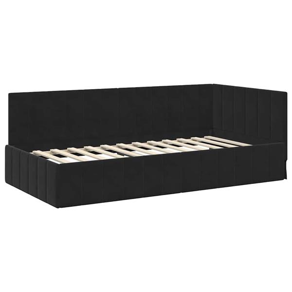 Grote foto vidaxl hoekbedframe met hoofdeinde zwart 90 x 190 cm fluweel antiek en kunst stoelen en banken