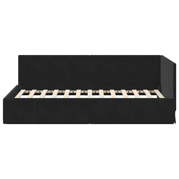 Grote foto vidaxl hoekbedframe met hoofdeinde zwart 90 x 190 cm fluweel antiek en kunst stoelen en banken
