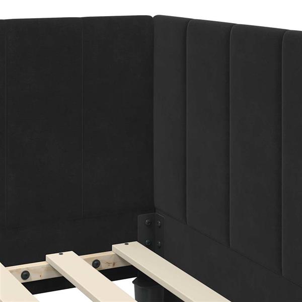 Grote foto vidaxl hoekbedframe met hoofdeinde zwart 90 x 190 cm fluweel antiek en kunst stoelen en banken