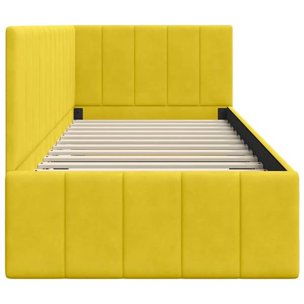Grote foto vidaxl hoekbedframe met hoofdeinde geel 80 x 200 cm fluweel antiek en kunst stoelen en banken