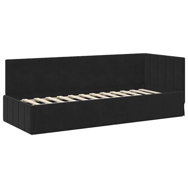 Grote foto vidaxl hoekbedframe met hoofdeinde zwart 80 x 200 cm fluweel antiek en kunst stoelen en banken