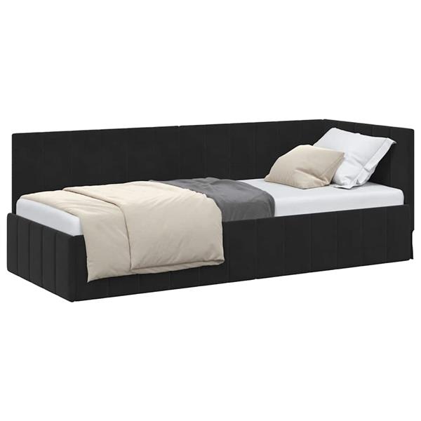 Grote foto vidaxl hoekbedframe met hoofdeinde zwart 80 x 200 cm fluweel antiek en kunst stoelen en banken