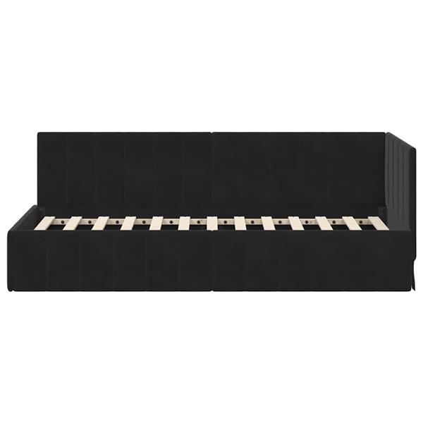 Grote foto vidaxl hoekbedframe met hoofdeinde zwart 80 x 200 cm fluweel antiek en kunst stoelen en banken