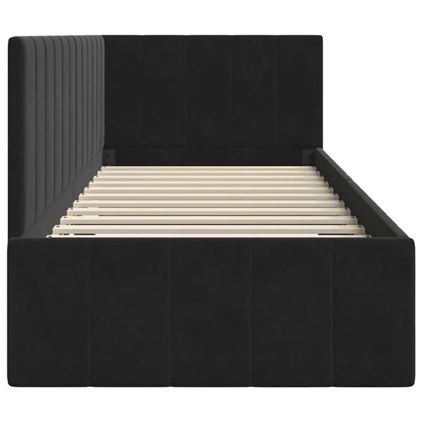 Grote foto vidaxl hoekbedframe met hoofdeinde zwart 80 x 200 cm fluweel antiek en kunst stoelen en banken