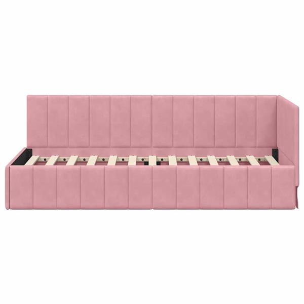Grote foto vidaxl hoekbedframe met hoofdeinde roze 80 x 200 cm fluweel antiek en kunst stoelen en banken