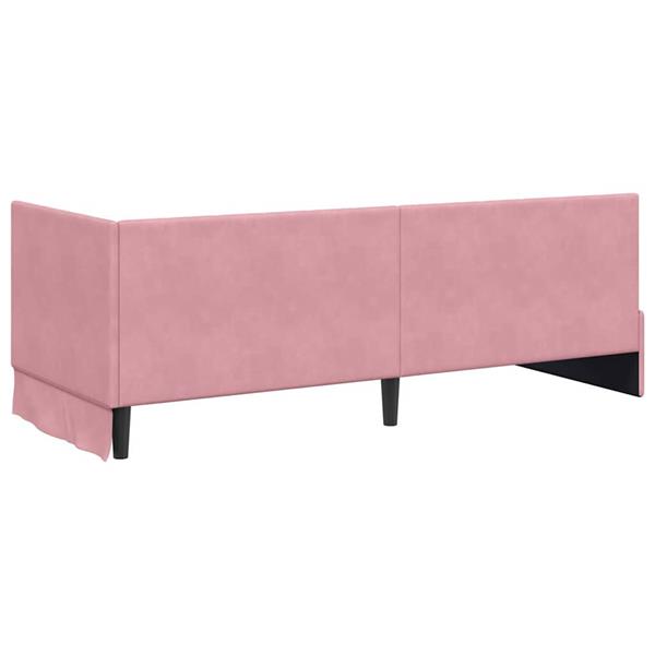 Grote foto vidaxl hoekbedframe met hoofdeinde roze 80 x 200 cm fluweel antiek en kunst stoelen en banken