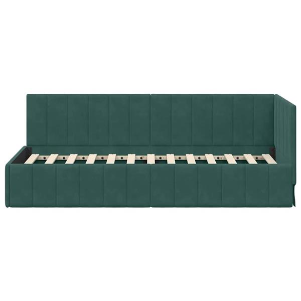 Grote foto vidaxl hoekbedframe met hoofdeinde donkergroen 80 x 200 cm fluweel antiek en kunst stoelen en banken