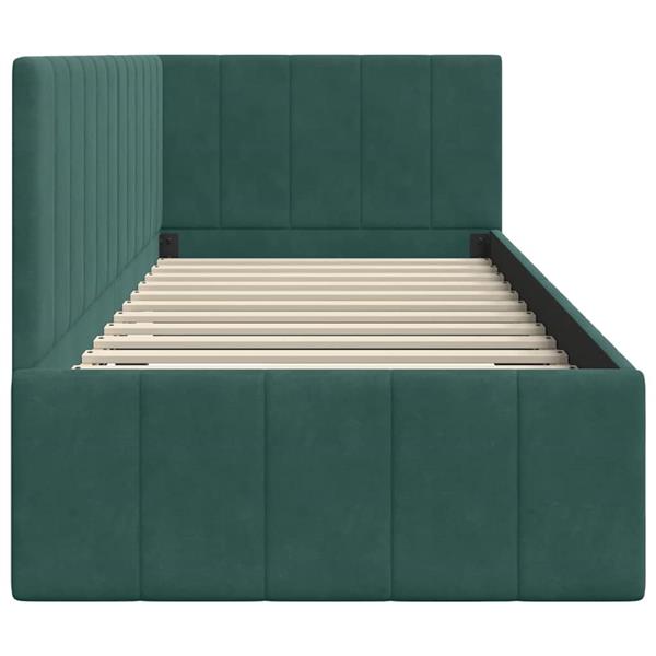 Grote foto vidaxl hoekbedframe met hoofdeinde donkergroen 80 x 200 cm fluweel antiek en kunst stoelen en banken