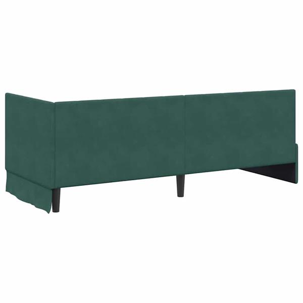 Grote foto vidaxl hoekbedframe met hoofdeinde donkergroen 80 x 200 cm fluweel antiek en kunst stoelen en banken