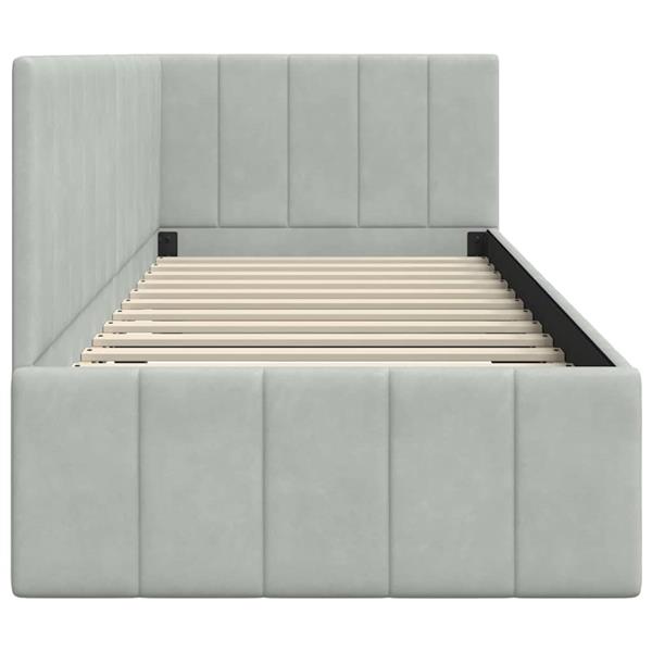 Grote foto vidaxl hoekbedframe met hoofdeinde lichtgrijs 80 x 200 cm fluweel antiek en kunst stoelen en banken