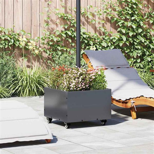 Grote foto vidaxl parasolbasis met plantenbak antraciet 45 x 45 x 45 cm staal tuin en terras overige tuin en terras