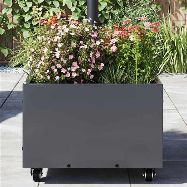 Grote foto vidaxl parasolbasis met plantenbak antraciet 45 x 45 x 45 cm staal tuin en terras overige tuin en terras