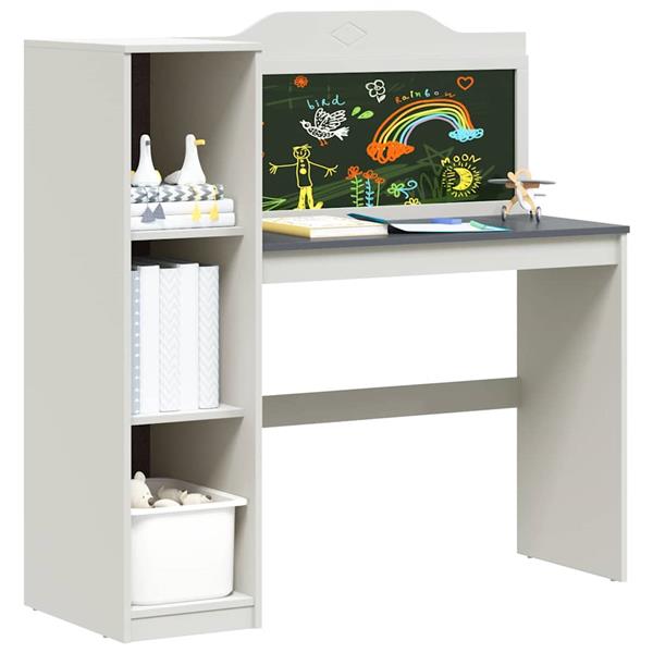 Grote foto vidaxl schoolbord bureau wit en grijs 120 x 45 x 118.5 cm bewerkt hout huis en inrichting stoelen