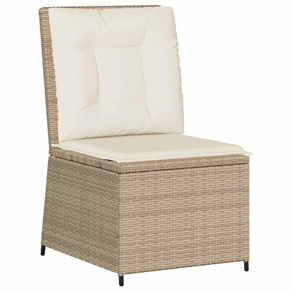 Grote foto vidaxl tuinbank met kussen beige poly riet tuin en terras tuinmeubelen