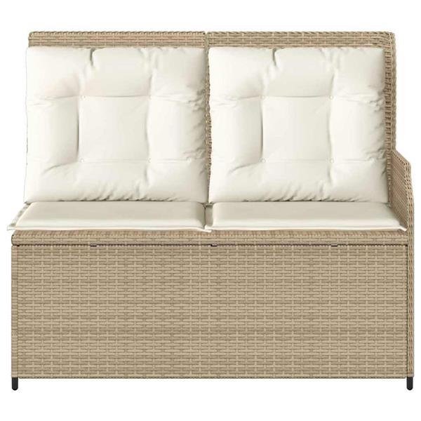 Grote foto vidaxl tuinbank met kussen beige poly riet tuin en terras tuinmeubelen