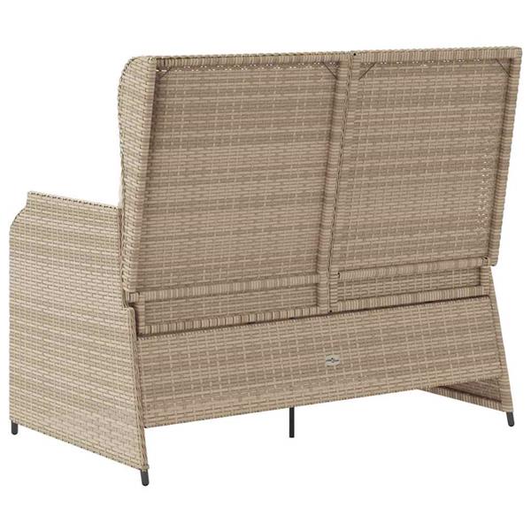 Grote foto vidaxl tuinbank met kussen beige poly riet tuin en terras tuinmeubelen