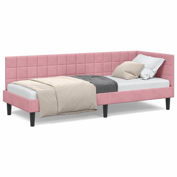 Grote foto vidaxl hoekbedframe met hoofdeinde roze 80 x 200 cm fluweel antiek en kunst stoelen en banken