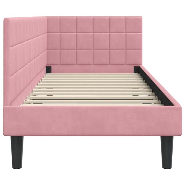 Grote foto vidaxl hoekbedframe met hoofdeinde roze 80 x 200 cm fluweel antiek en kunst stoelen en banken
