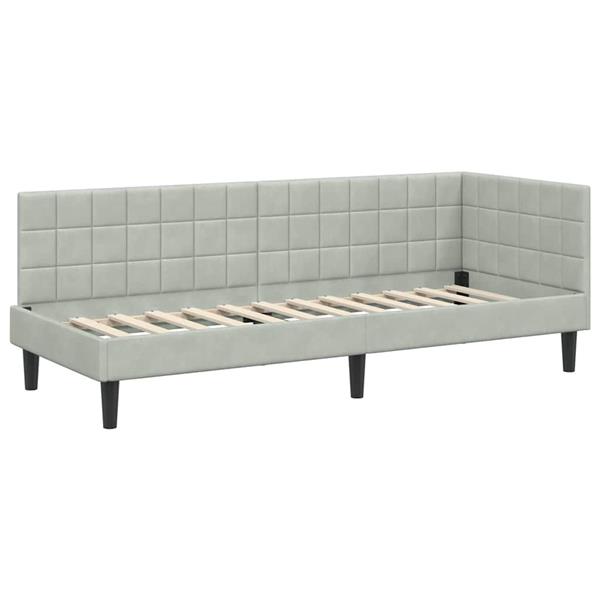 Grote foto vidaxl hoekbedframe met hoofdeinde lichtgrijs 80 x 200 cm fluweel antiek en kunst stoelen en banken