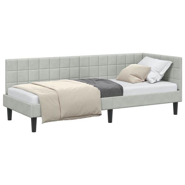 Grote foto vidaxl hoekbedframe met hoofdeinde lichtgrijs 80 x 200 cm fluweel antiek en kunst stoelen en banken
