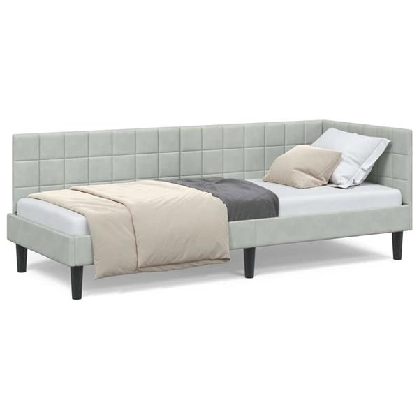 Grote foto vidaxl hoekbedframe met hoofdeinde lichtgrijs 80 x 200 cm fluweel antiek en kunst stoelen en banken