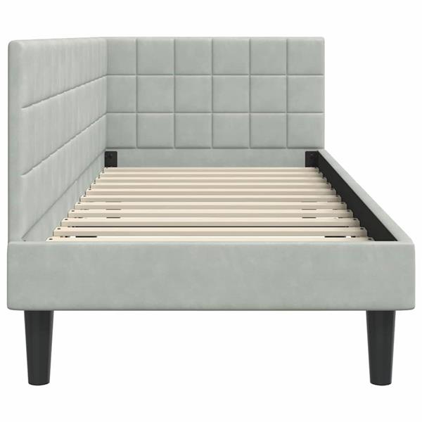 Grote foto vidaxl hoekbedframe met hoofdeinde lichtgrijs 80 x 200 cm fluweel antiek en kunst stoelen en banken