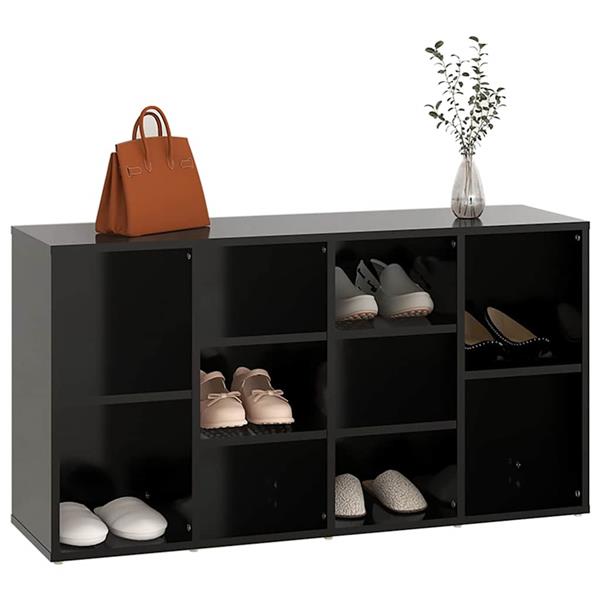 Grote foto vidaxl schoenenbank 103x30x55 cm bewerkt hout zwart huis en inrichting overige