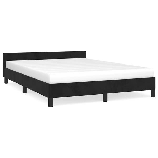 Grote foto vidaxl bedframe zonder matras 140x200 cm fluweel zwart antiek en kunst stoelen en banken