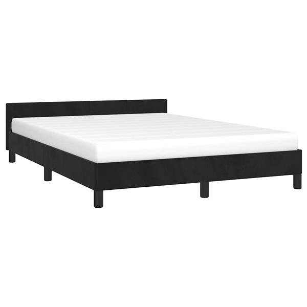 Grote foto vidaxl bedframe zonder matras 140x200 cm fluweel zwart antiek en kunst stoelen en banken