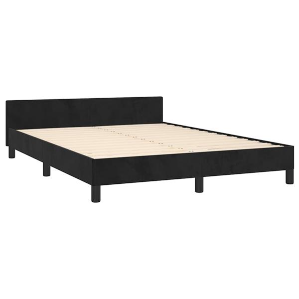 Grote foto vidaxl bedframe zonder matras 140x200 cm fluweel zwart antiek en kunst stoelen en banken