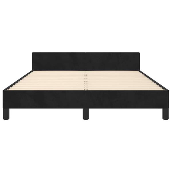 Grote foto vidaxl bedframe zonder matras 140x200 cm fluweel zwart antiek en kunst stoelen en banken