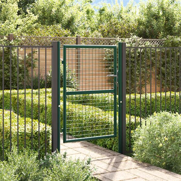 Grote foto vidaxl poort 100x125 cm staal groen tuin en terras hekken en schuttingen