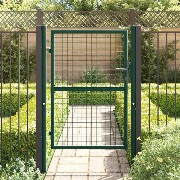 Grote foto vidaxl poort 100x125 cm staal groen tuin en terras hekken en schuttingen