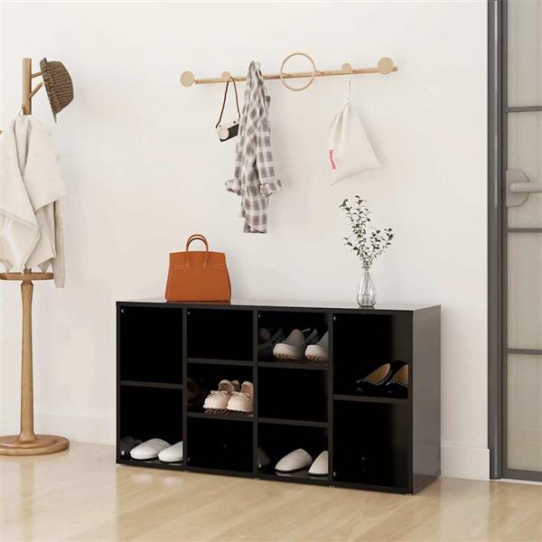 Grote foto vidaxl schoenenbank 103x30x55 cm bewerkt hout zwart huis en inrichting overige