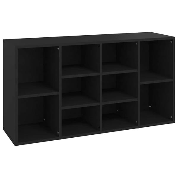 Grote foto vidaxl schoenenbank 103x30x55 cm bewerkt hout zwart huis en inrichting overige