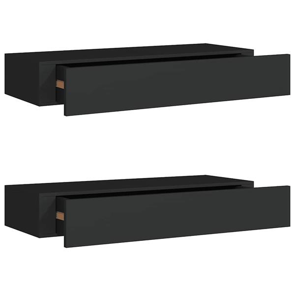 Grote foto vidaxl wandschappen 2 st met lade 60x23 5x10 cm mdf zwart huis en inrichting woningdecoratie