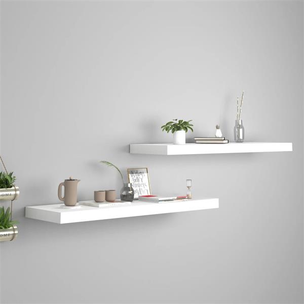 Grote foto vidaxl wandschappen zwevend 2 st 80x23 5x3 8 cm mdf wit huis en inrichting woningdecoratie