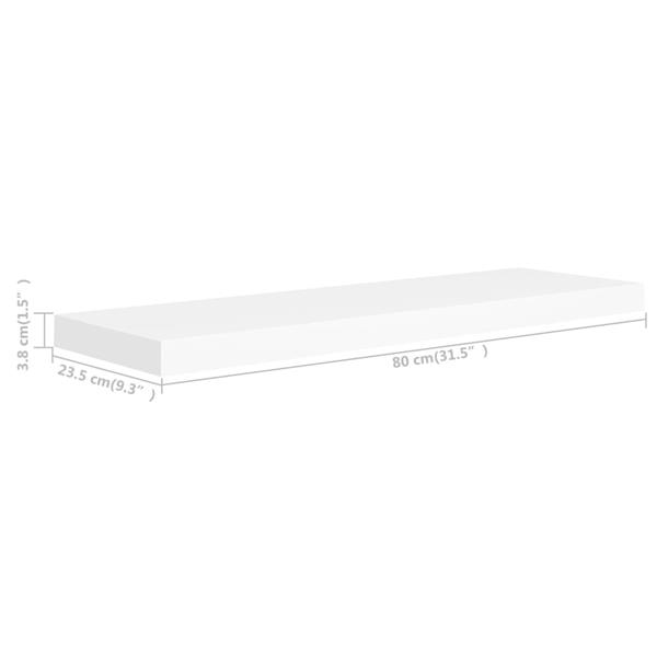 Grote foto vidaxl wandschappen zwevend 2 st 80x23 5x3 8 cm mdf wit huis en inrichting woningdecoratie